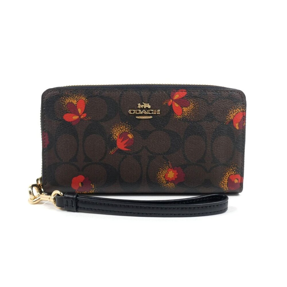 Coach Brown Black‎ Poppy Multi Long Zip Around Wallets NWT C6047